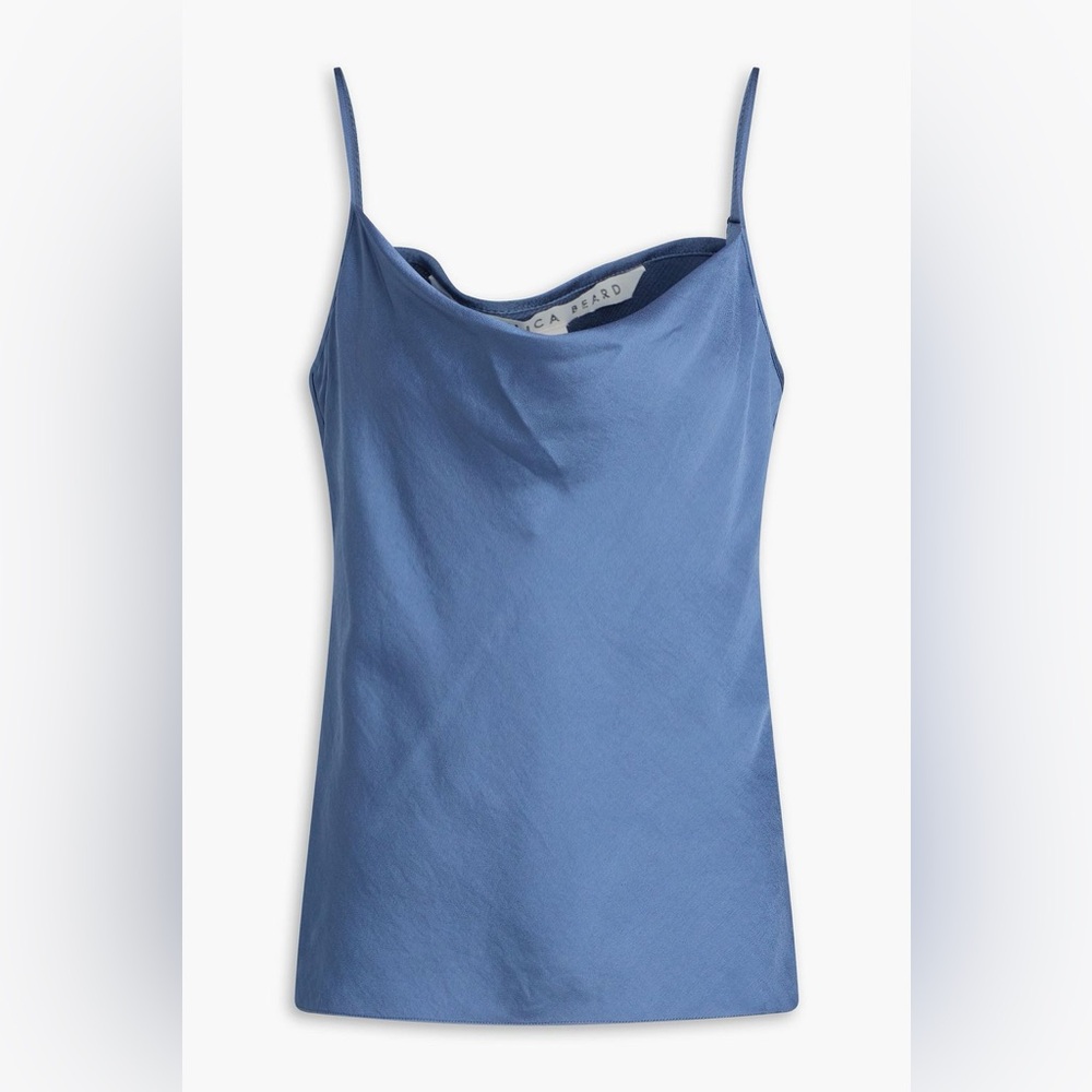 NWT Veronica Beard satin-crepe cami in lagoon blue - size 14